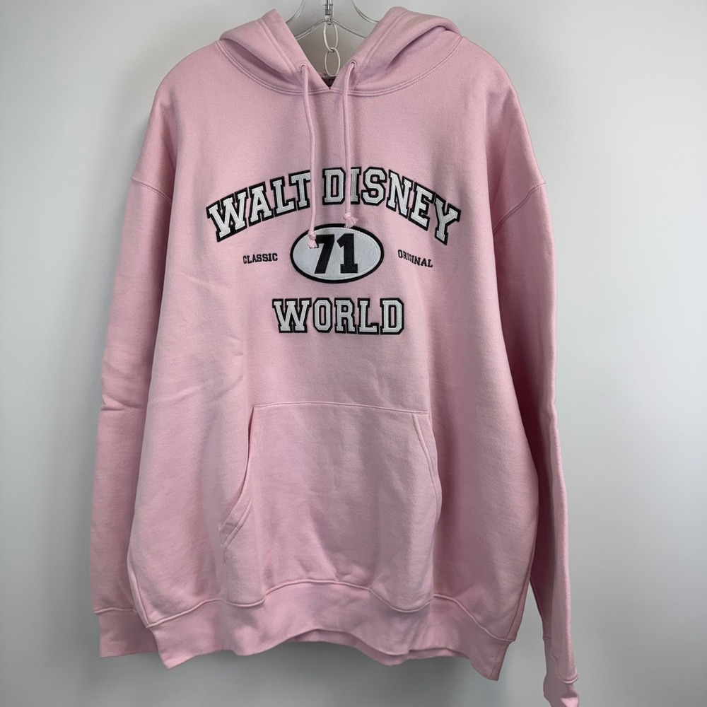 Walt Disney World 71 Classic Original Pink Hoodie Sweatshirt Womens XL Embroider